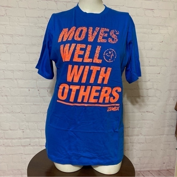 Zumba Fitness Tops - ZUMBA T-Shirt “MOVES WELL WITH OTHERS” customazible 100% cotton Large new